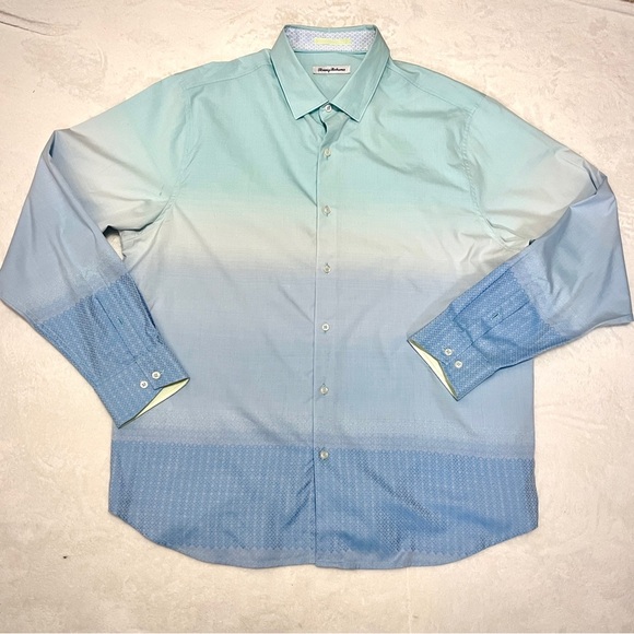 Tommy Bahama Men’s Ombré Silk Blend Button Up Top - XL - Picture 1 of 9